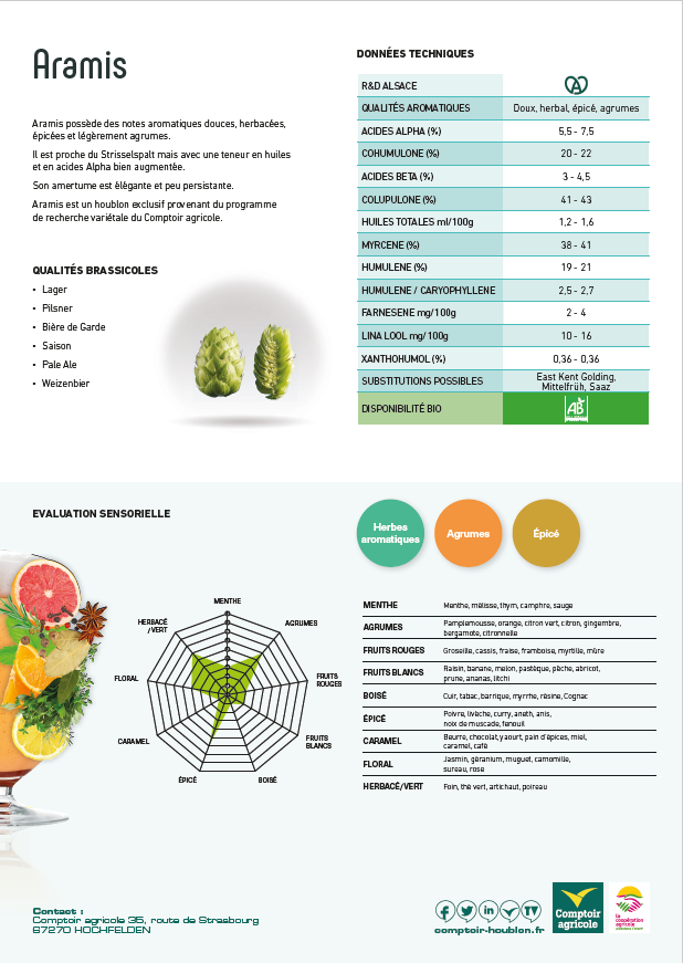 Fiche technique variété houblon aramis